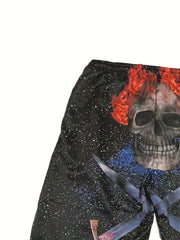 Men's Galaxy Skull Graphic Shorts - Stylish & Comfortable 3D Print Casual Shorts