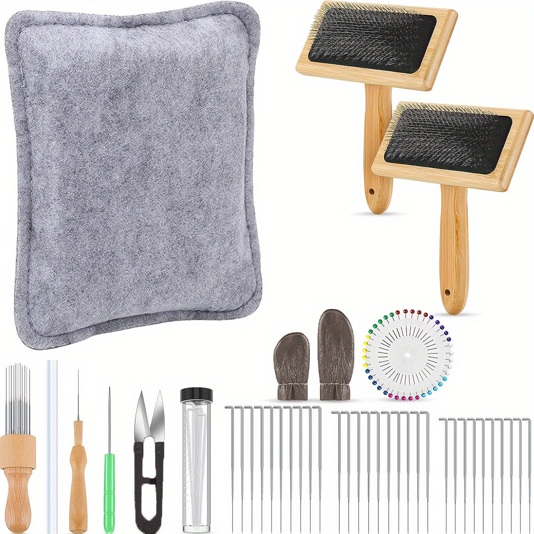 41pcs Needle Felting Kit with Wool Carders and Pad
