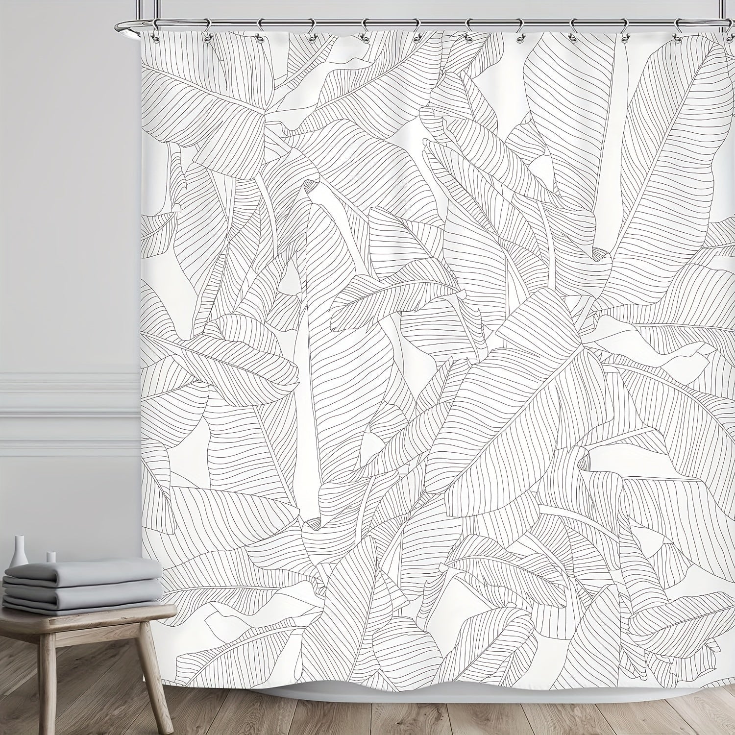 Tropical Leaves Plant Shower Curtain Fabric Shower Curtains For Bathroom