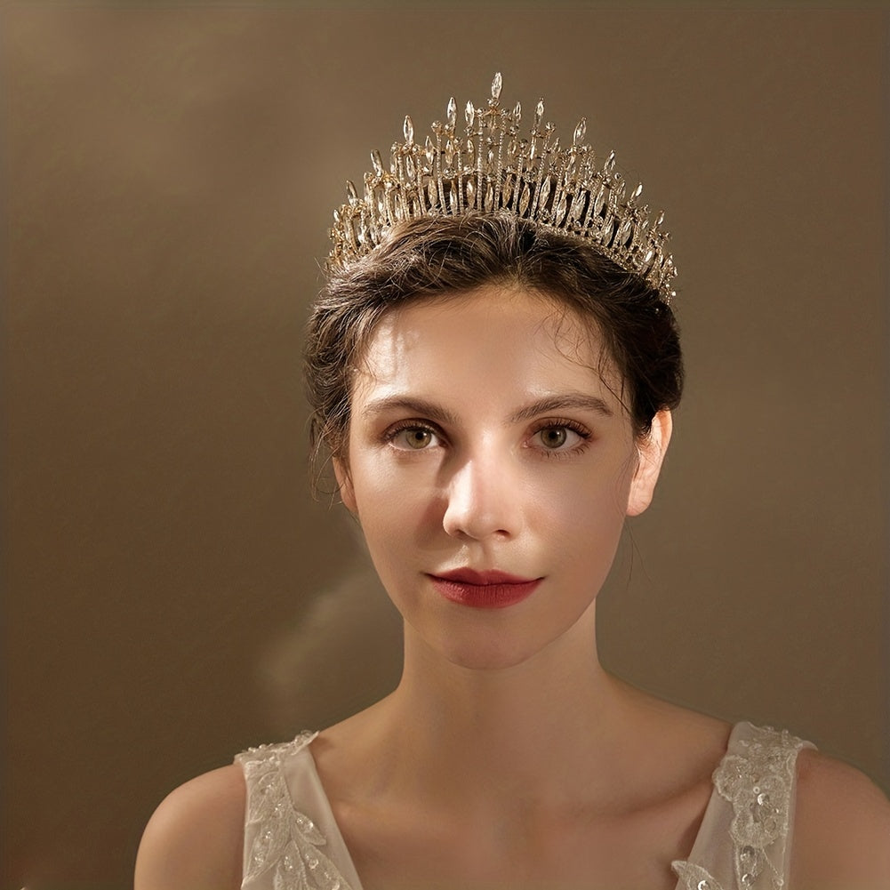 Rhinestone Golden Crown Hairband Headband Tiara Wedding Birthday Cosplay