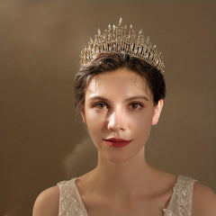 Rhinestone Golden Crown Hairband Headband Tiara Wedding Birthday Cosplay