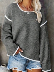 Casual Sweater Women's Plus Solid Long Sleeve Round Neck