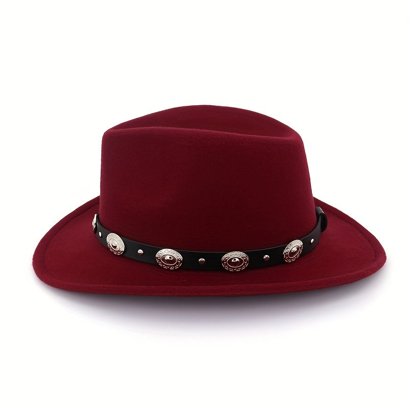 Men's Retro Jazz Wool Top Hat Ethnic Style Flat Brim Felt Hat