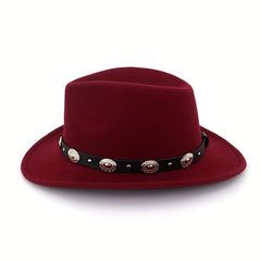 Men's Retro Jazz Wool Top Hat Ethnic Style Flat Brim Felt Hat
