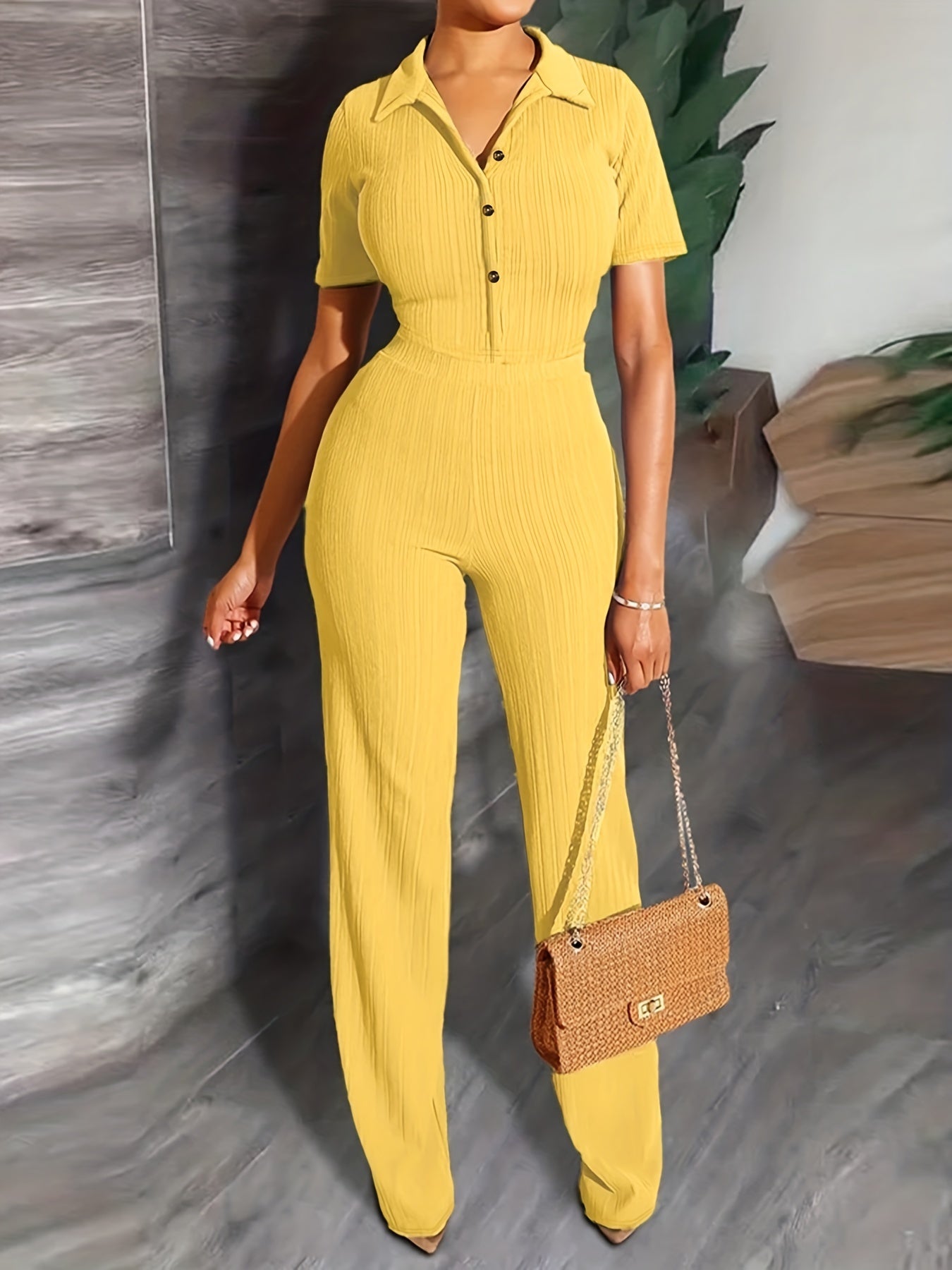 Ribbed Crop Top & Pants Two Piece Set