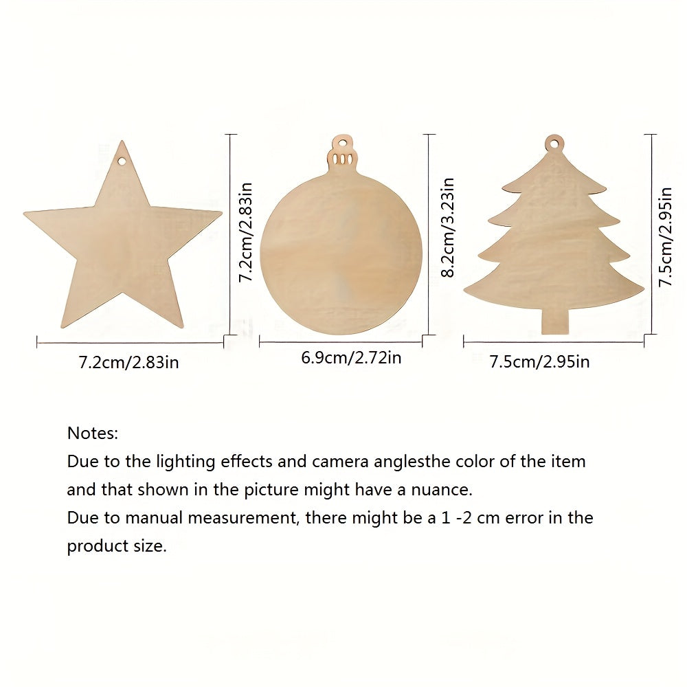 30pcs Christmas Wooden Slices Decorative Pendant DIY Art Crafts
