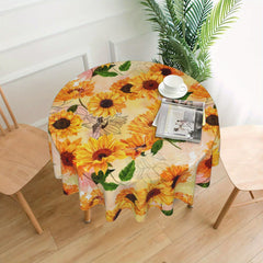 Vintage Bohemian Style Sunflower Tablecloth 60 Inch