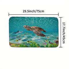 Sea Turtle Shower Curtain Set with Bathroom Rug and Toilet Lid Cover