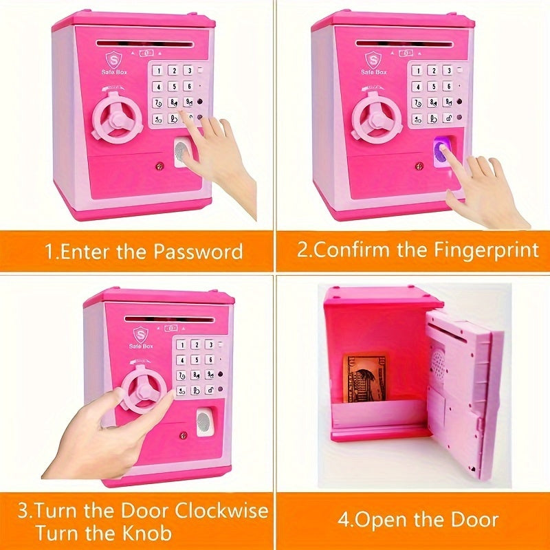 Kids Fingerprint Security Bank ATM Real Money Savings Gift
