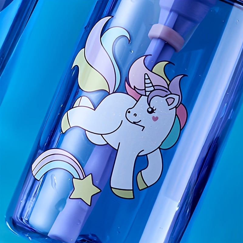 480ml 16.2oz Water Cup Student Female Anti-fall Portable Straw Bottle