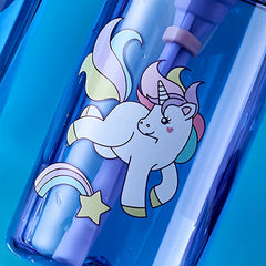 480ml 16.2oz Water Cup Student Female Anti-fall Portable Straw Bottle