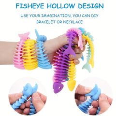 10pcs Fishbone Stretchy String Sensory Toys Anxiety Squeeze Toys For Adults