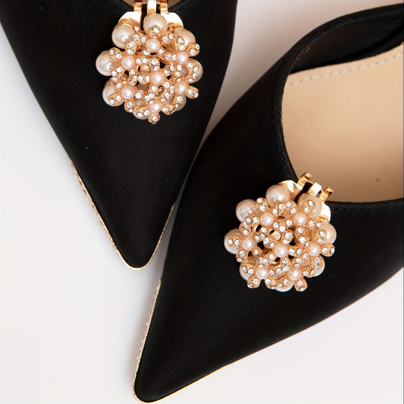 Faux Pearl & Rhinestone Shoe Buckles For Wedding High Heels