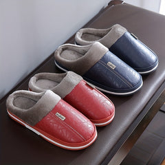 Men's Cozy Fleece Slides Soft Slippers Plush Non-slip Home Shoes