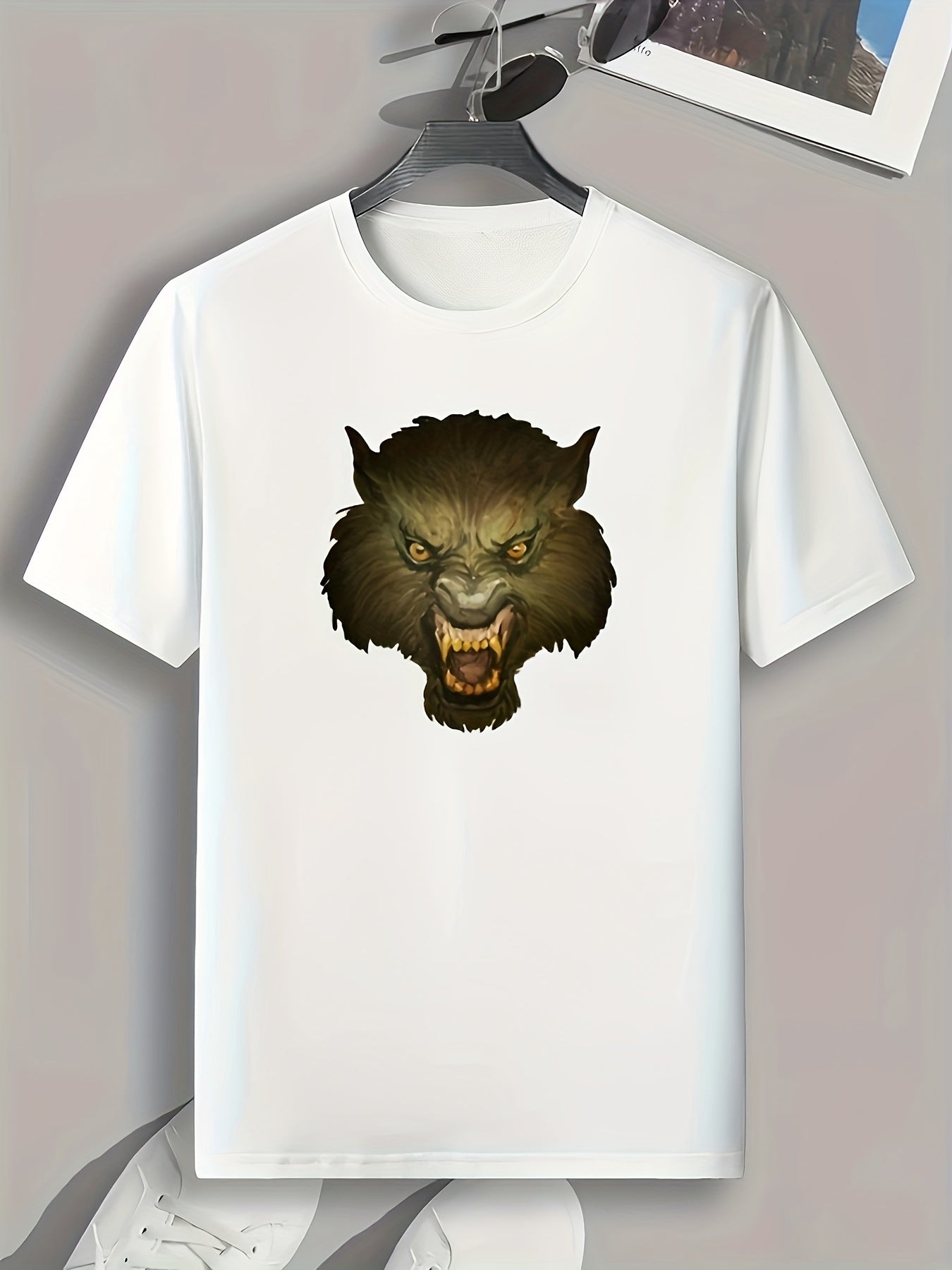 Monster Pattern Print Men's Comfy Sports T shirt Graphic Tee