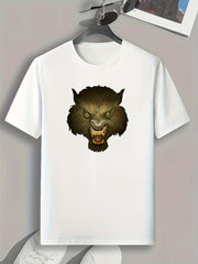 Monster Pattern Print Men's Comfy Sports T shirt Graphic Tee