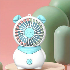 Cartoon Pig Handheld Fan USB Charging Strap Portable Pocket Mini Fan
