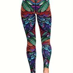 Plume Print Yoga Fitness Leggings High Waist Sports Pants