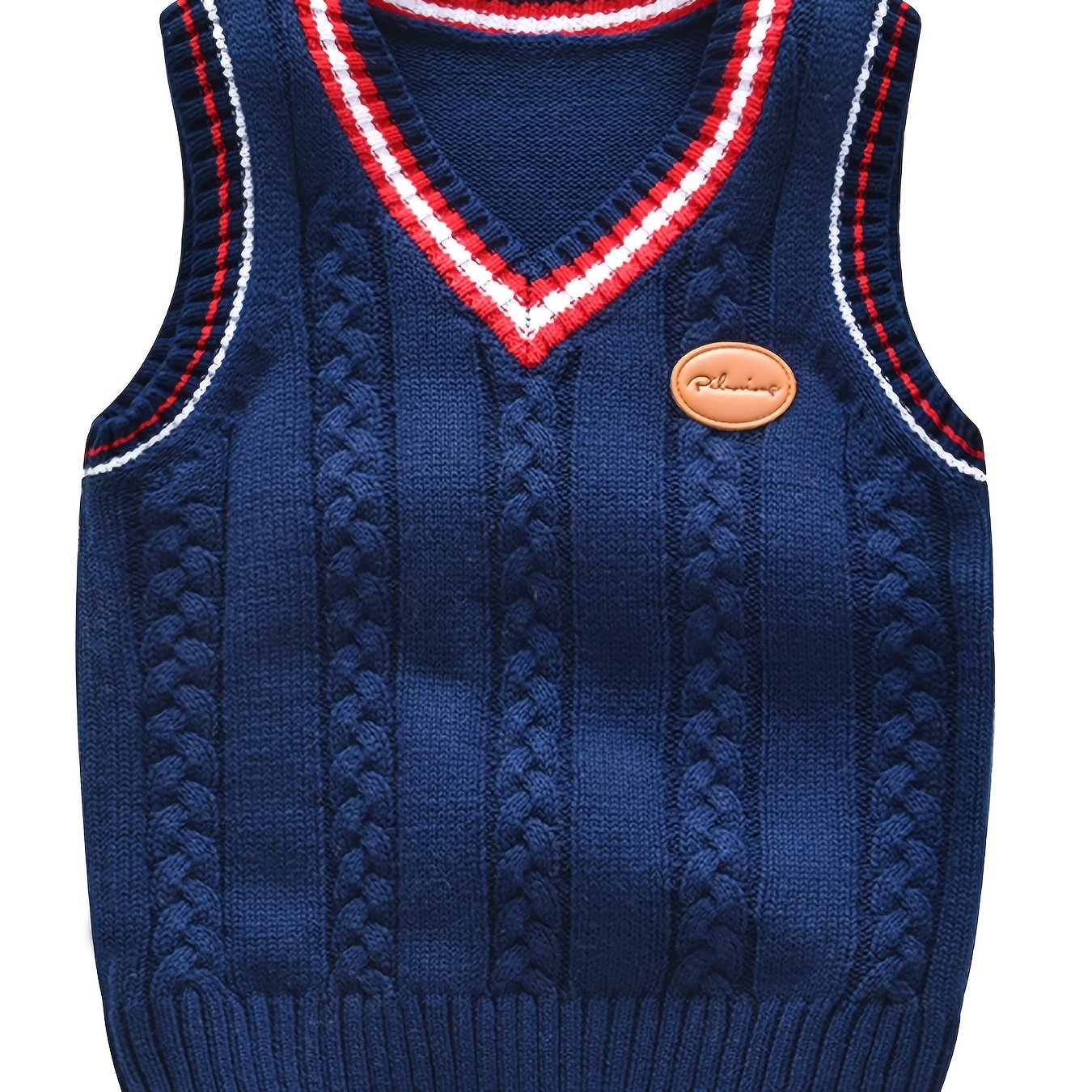 Boys V Neck Cable Knit Vest Sleeveless Pullover Sweater Top
