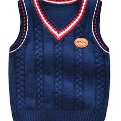 Boys V Neck Cable Knit Vest Sleeveless Pullover Sweater Top
