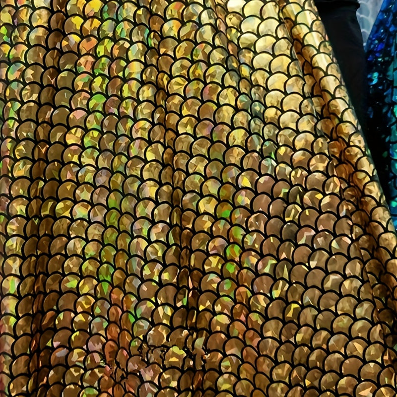 Laser Fish Scale Bronzing Fabric Spandex Elastic Swimsuit Fabric