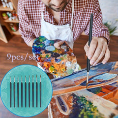 9pcs Ultra Fine Wolf Hair Detail Paintbrush Set for Watercolor Acrylic & Gouache