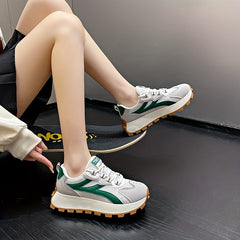 Women's Platform Sneakers Mesh Lace Up Casual Shoes Round Toe