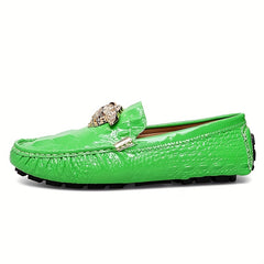Men's Casual Slip On Loafers With Metallic Decor Rubber Sole Shoes