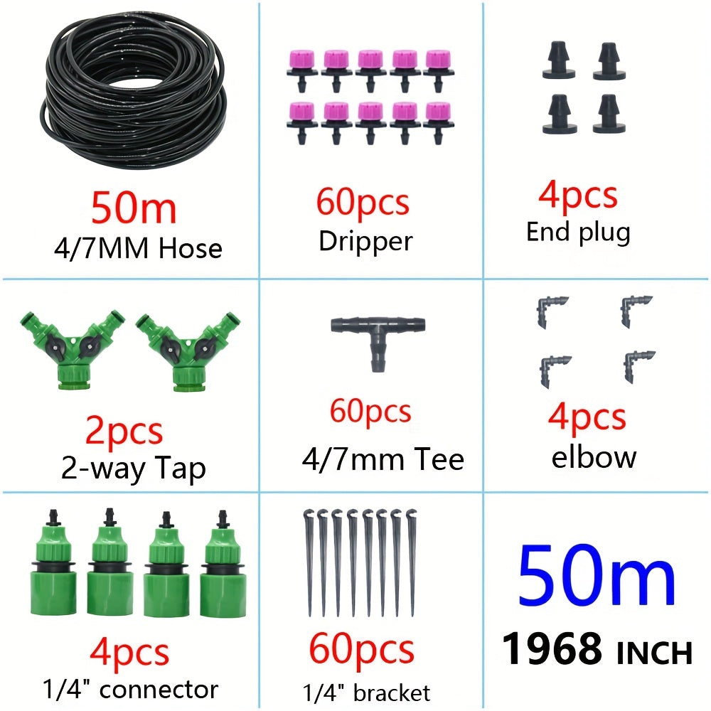 DIY Drip Irrigation System Automatic Watering Kit with 8 Hole Dripper Sprinkler