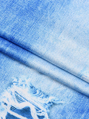 Butterfly & Denim Print High Rise Skinny Leggings