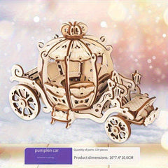 3D Wooden Pumpkin Carriage Puzzle Detailed Model DIY Craft Kit