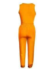 Casual Tank Top & Drawstring Pants Set Women's Clothing
