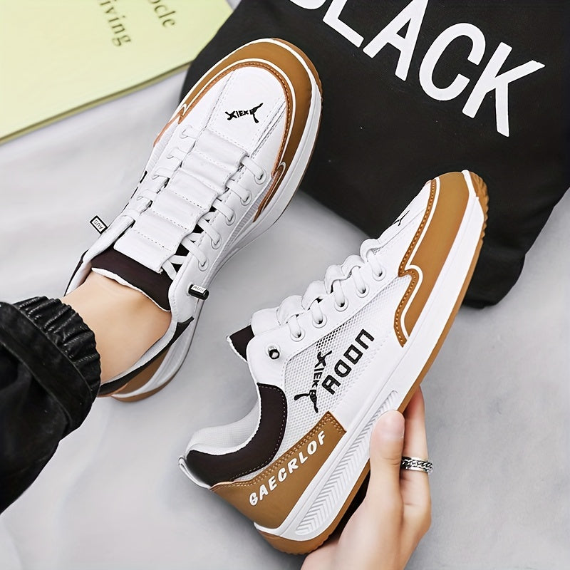 Men's Lace-Up Sneakers Letter & Graphic Pattern Skate Shoes