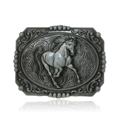 Western Denim Horse Belt Buckle