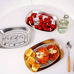 Retro Food Tray Portable Iron Snack Plate for Camping Picnic