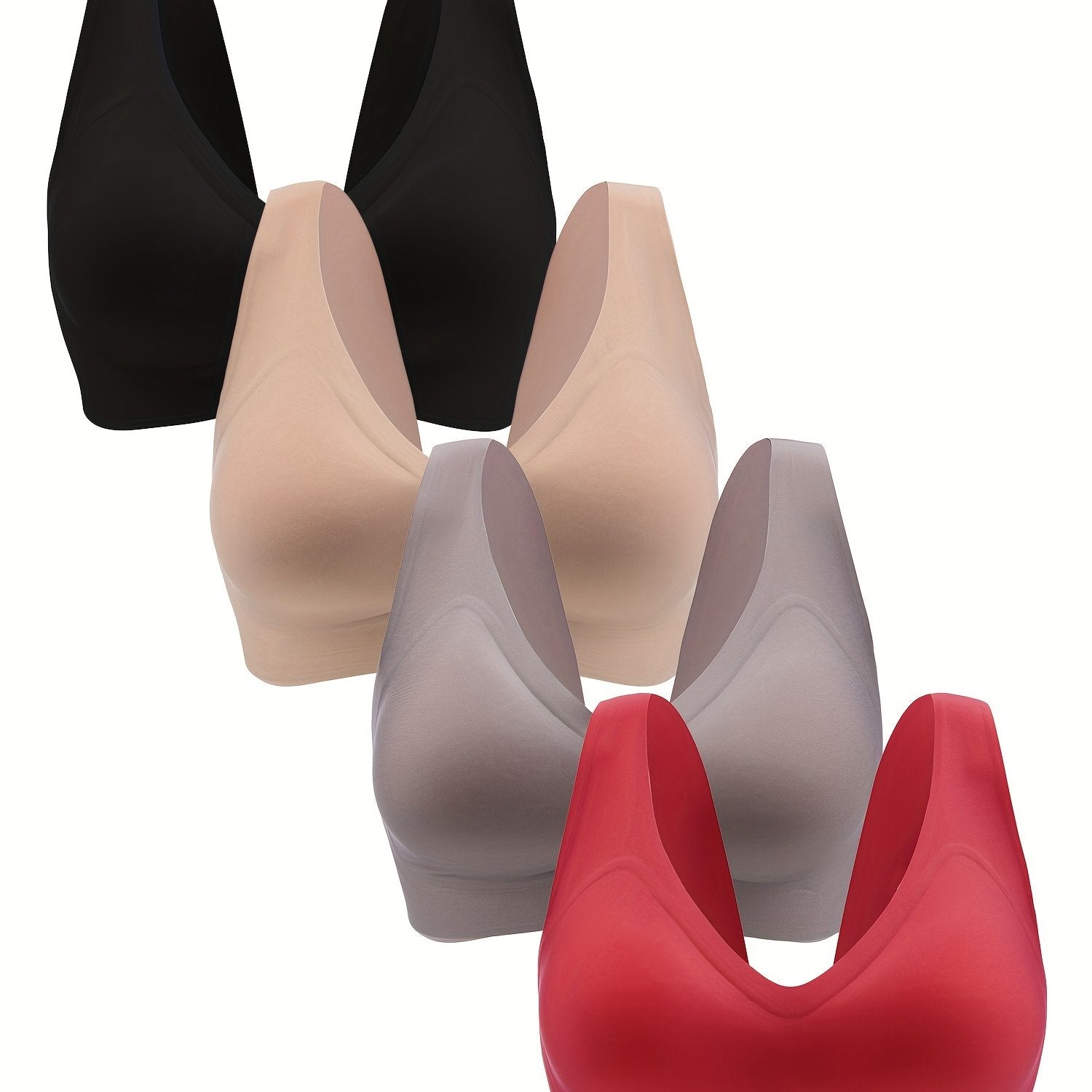 4 Pack Plus Size Seamless Lightweight Yoga Bra Set