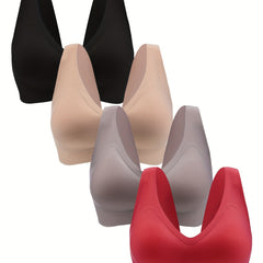 4 Pack Plus Size Seamless Lightweight Yoga Bra Set