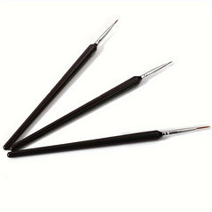 Set of 3 Fine Detail Paint Brushes for Outlining and Practicing