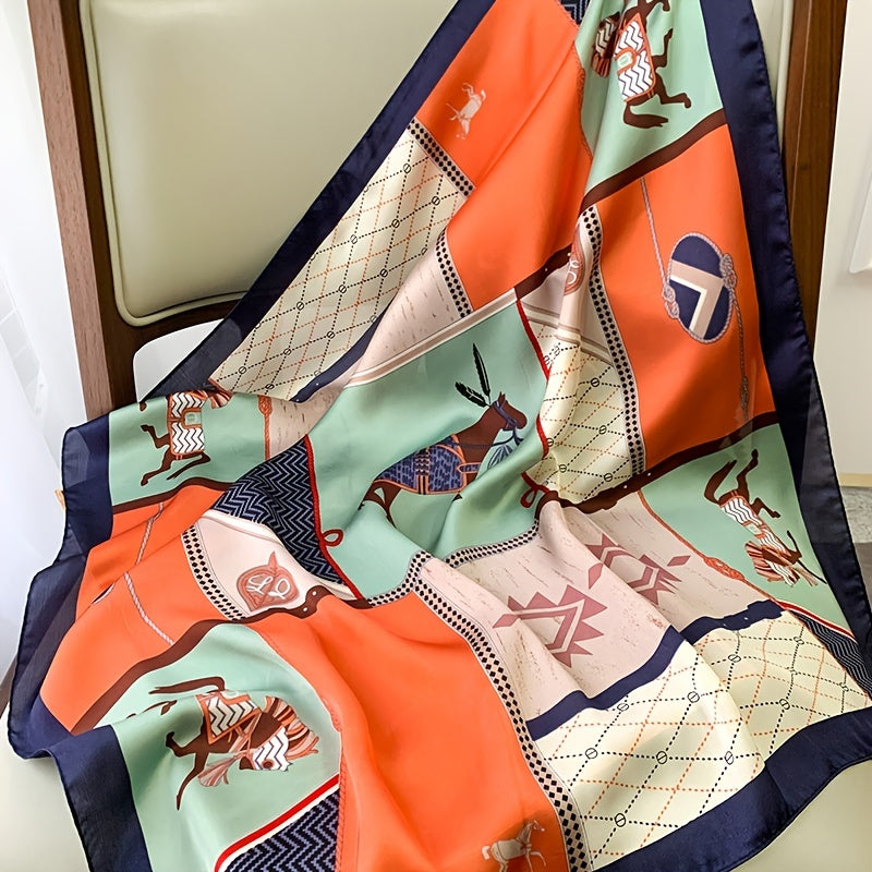Printed Imitation Silk Scarf Muslim Bag Head Wrap Lightweight Neck Scarfs
