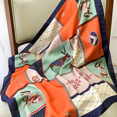 Printed Imitation Silk Scarf Muslim Bag Head Wrap Lightweight Neck Scarfs