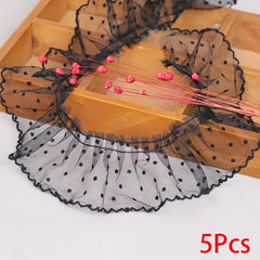 5pcs Lace Mesh Pleated Lace Polka Dot Clothing Cuffs Skirt Accessories