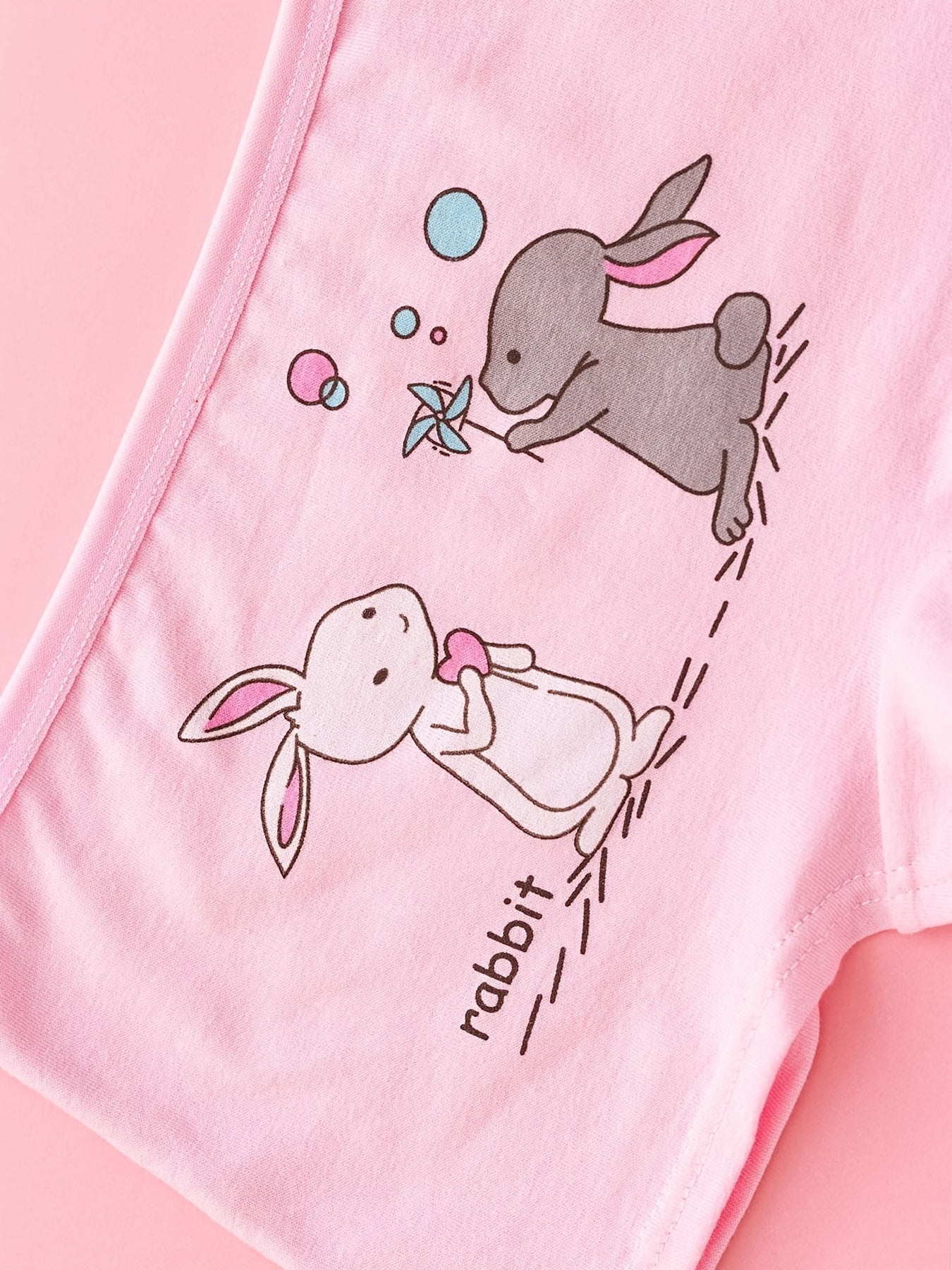 4pcs Girls Rabbit Print Stretch Shortie Brief Soft Cotton Underwear