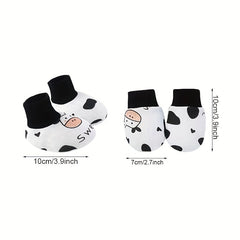 Breathable Baby Hat Cotton Print Gloves & Foot Cover Set