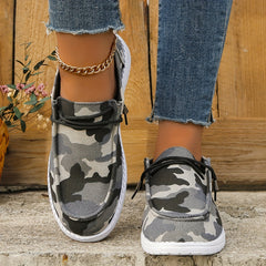 Women's Camo Canvas Shoes Lace Up Low Top Sneakers