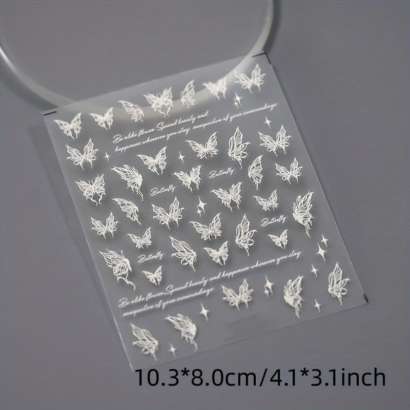 Butterfly & Nail Art Stickers Transparent Adhesive Nail Stickers