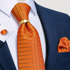 Men's Silk Ties Set Paisley Plaid Striped Necktie Pocket Square