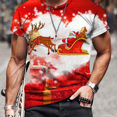 Christmas Santa Claus And Deer Print Men's Graphic T-shirt