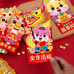 6pcs Dragon Zodiac Red Packet Creative 3D Lucky Money Envelope Year Red Envelope