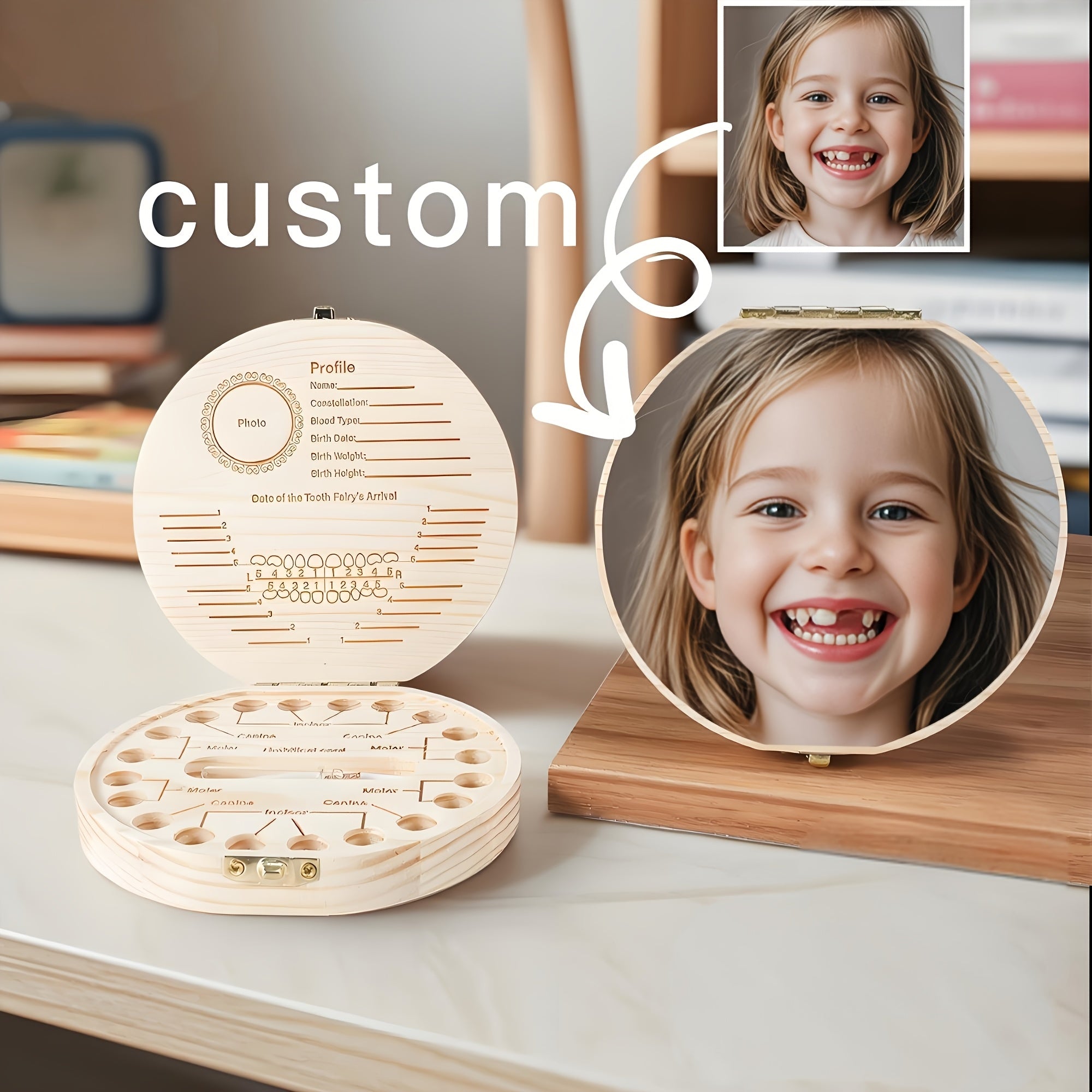 Personalized Photo Tooth Box with Tweezers - Perfect for Birthdays