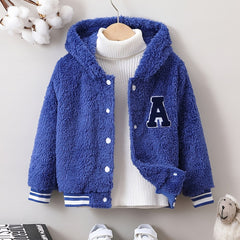 Boys Fleece Jacket for Winter, Outdoor Casual Button Up Top